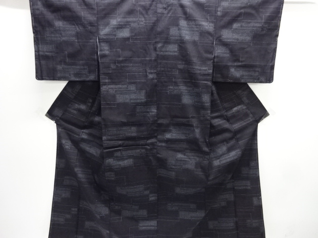 JAPANESE KIMONO / UNUSED / SILK / YUKI TSUMUGI / WOVEN GEOMETRIC PATTERN